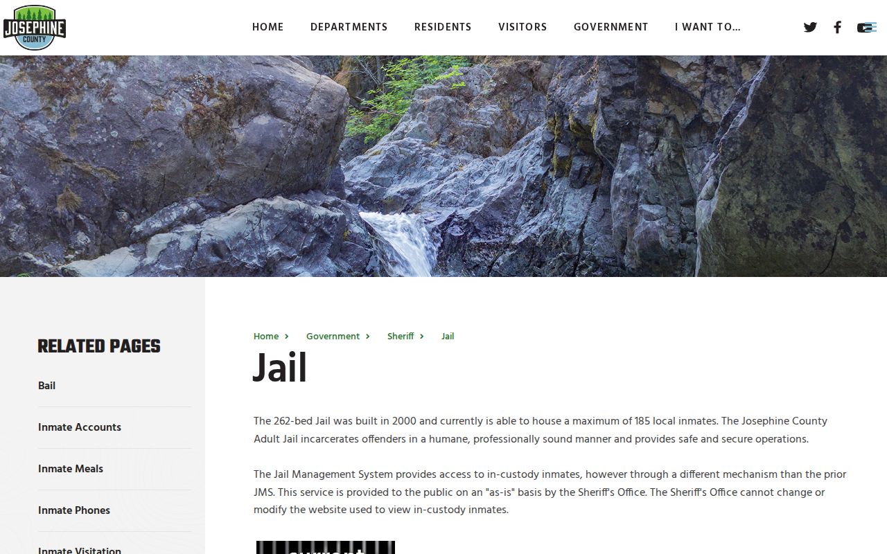 Josephine County Adult Jail release records facility overview