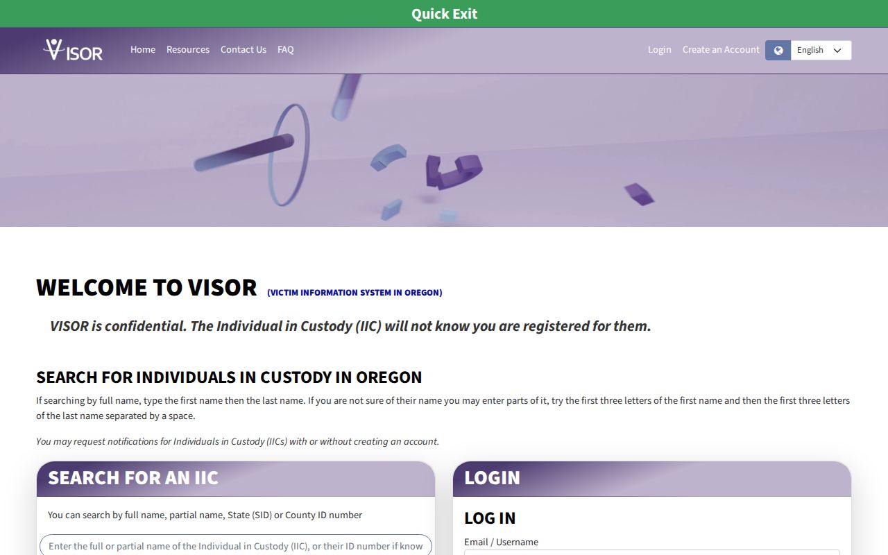 Oregon VISOR search for Josephine County release notifications